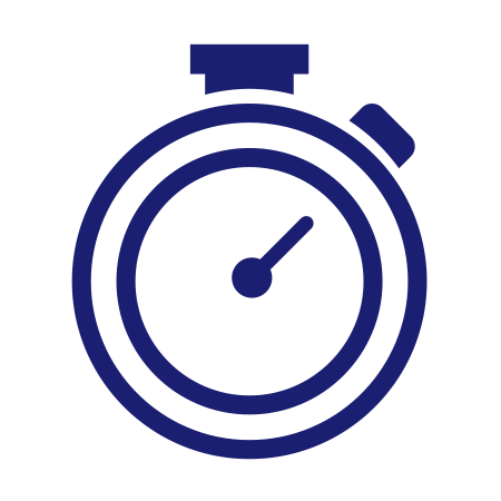 Speed represented by stopwatch icon.