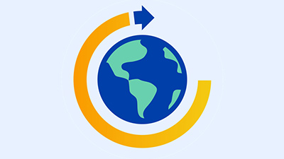 A conceptual illustration that uses a globe to depict Visa Direct’s ability to reach payees everywhere.