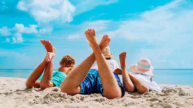 A family on the beach