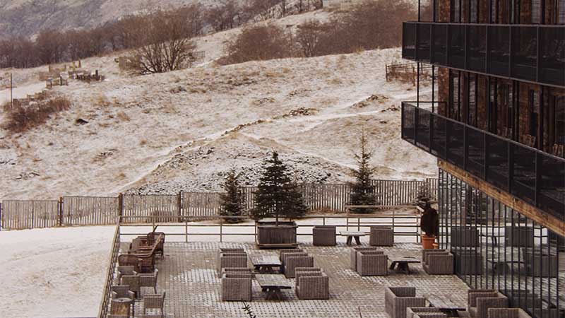 A hotel in the mountains.
